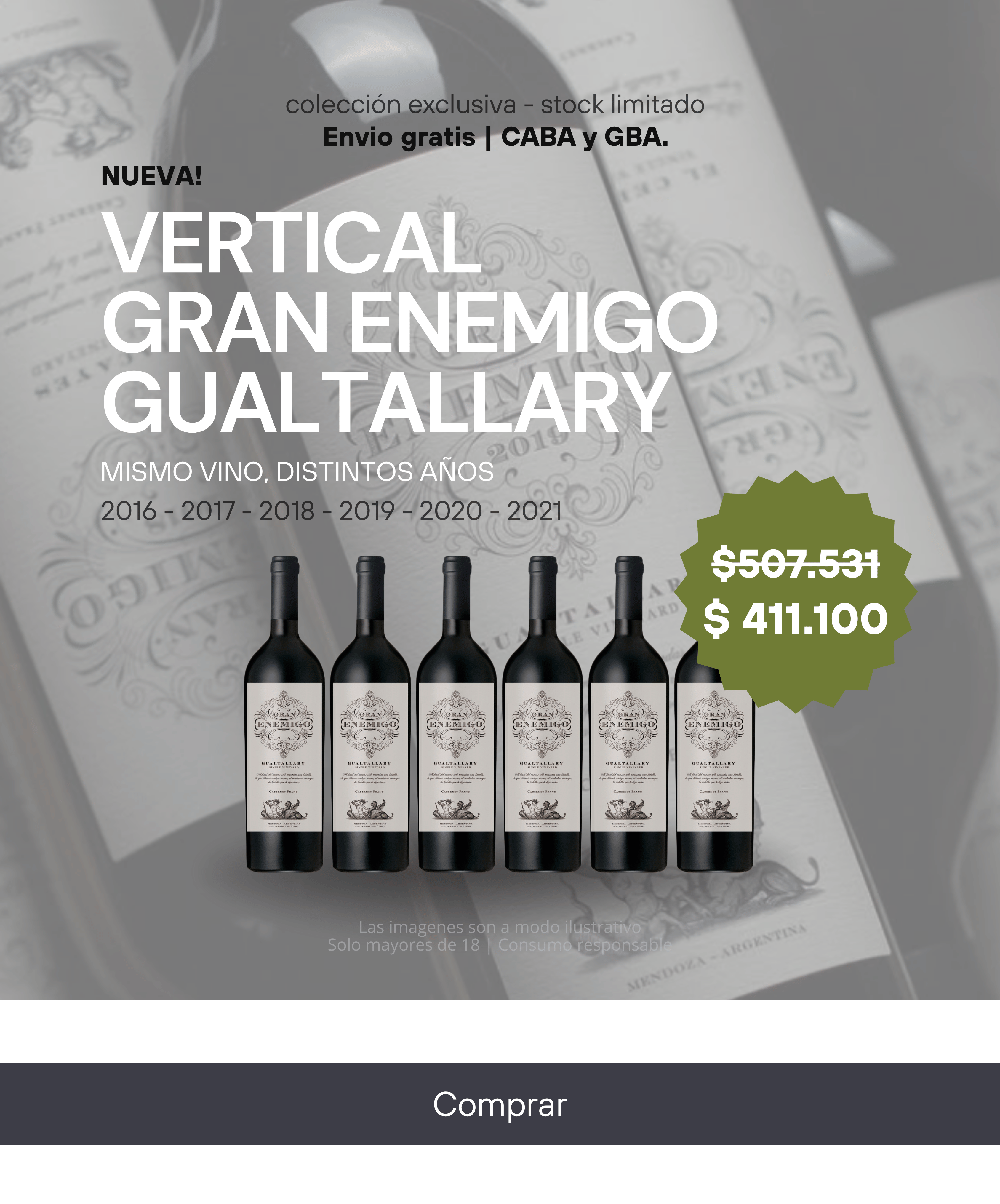 Vertical de Gran Enemigo. Seis vinos de distintas cosechas.